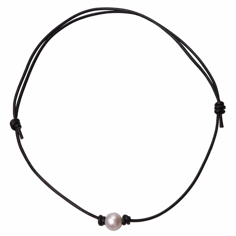 Ambrum Single One Pearl Leather Choker Necklace Women Freshwater Cultured Pearls Jewelry for Girls Handmade Pearls Choker Adjust
Ambrum Single One Pearl Leather Choker Necklace Women Freshwater Cultured Pearls Jewelry for Girls Handmade Pearls Choker Adjust