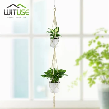 New 2-layer 68" Vintage Knotted Plant Hanger Basket Flowerpot Macrame Lifting Rope Pot Holder Garden Hanging Flower Display
New 2-layer 68" Vintage Knotted Plant Hanger Basket Flowerpot Macrame Lifting Rope Pot Holder Garden Hanging Flower Display