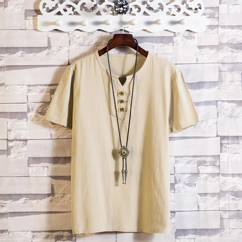 Summer Fashion Mens T Shirt Japanese Style Linen Thin T-Shirt Large Size 5 s Short Sleeve T-Shirt
Summer Fashion Mens T Shirt Japanese Style Linen Thin T-Shirt Large Size 5 s Short Sleeve T-Shirt