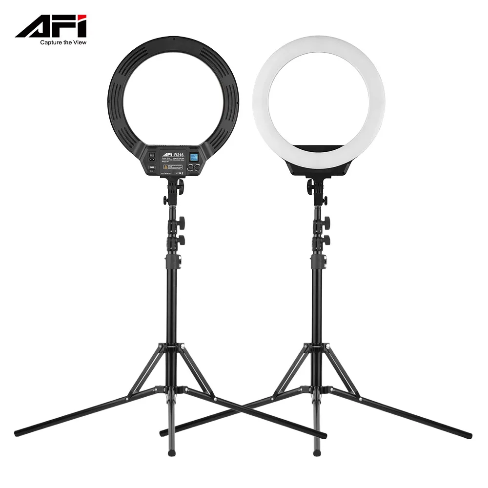 AFI 16 Inch LED Ring Light with Stand 38W 3000K-6500K LCD Display Phone Holder for Phone Camera YouTube Vlog Video Live Makeup
AFI 16 Inch LED Ring Light with Stand 38W 3000K-6500K LCD Display Phone Holder for Phone Camera YouTube Vlog Video Live Makeup
