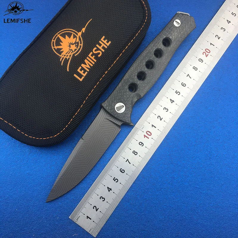 LEMIFSHE Russia Dr Death Mayo Flipper Folding Knife D2 TC4 Titanium CF handle Camping Hunting Survival Knives Outdoor EDC Tools
LEMIFSHE Russia Dr Death Mayo Flipper Folding Knife D2 TC4 Titanium CF handle Camping Hunting Survival Knives Outdoor EDC Tools