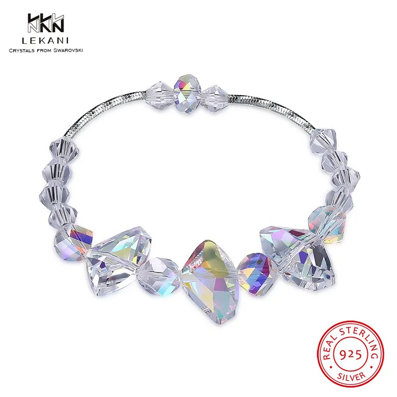 

LEKANI Crystals From Swarovski Bracelet 925 Irregular Crystal Sterling Silver Bracelet Simple ladies boutique jewelry gift