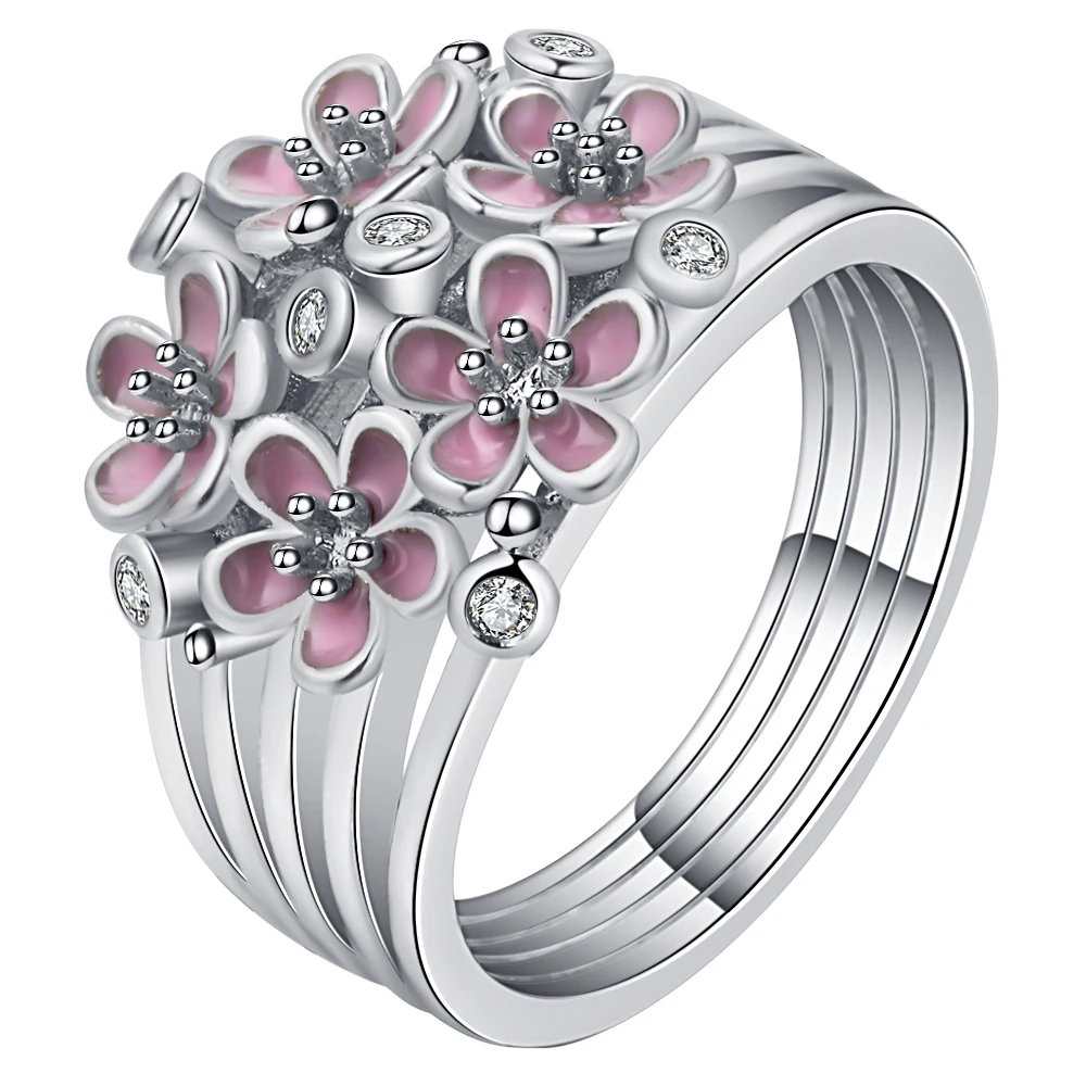 Enamel Pink Cherry Blossoms Rings Women Silver Color Romantic Multi-Layered Wedding Bands Flower Ring For Woman Jewelry
Enamel Pink Cherry Blossoms Rings Women Silver Color Romantic Multi-Layered Wedding Bands Flower Ring For Woman Jewelry