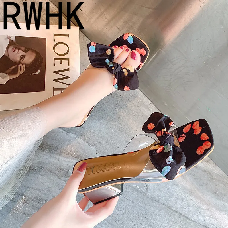 RWHK Women's shoes 2019 spring and summer square head word open toe bow flower color square with beach shoes female drag B014
RWHK Women's shoes 2019 spring and summer square head word open toe bow flower color square with beach shoes female drag B014
