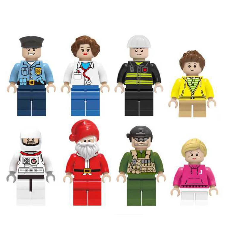 8Pcs Building Blocks Figures brick DIY Toy Compatible LegoING Figures Girl Doctor Police Nurse Stewardess 8 Occupations For Gift
8Pcs Building Blocks Figures brick DIY Toy Compatible LegoING Figures Girl Doctor Police Nurse Stewardess 8 Occupations For Gift