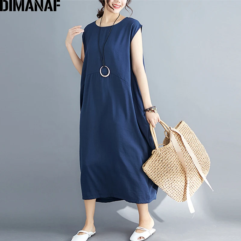 DIMANAF Plus Size Women Dress Summer Sundress Big Size Sleeveless Cotton Linen Female Lady Vestido Loose Casual Solid Dress 2019
DIMANAF Plus Size Women Dress Summer Sundress Big Size Sleeveless Cotton Linen Female Lady Vestido Loose Casual Solid Dress 2019