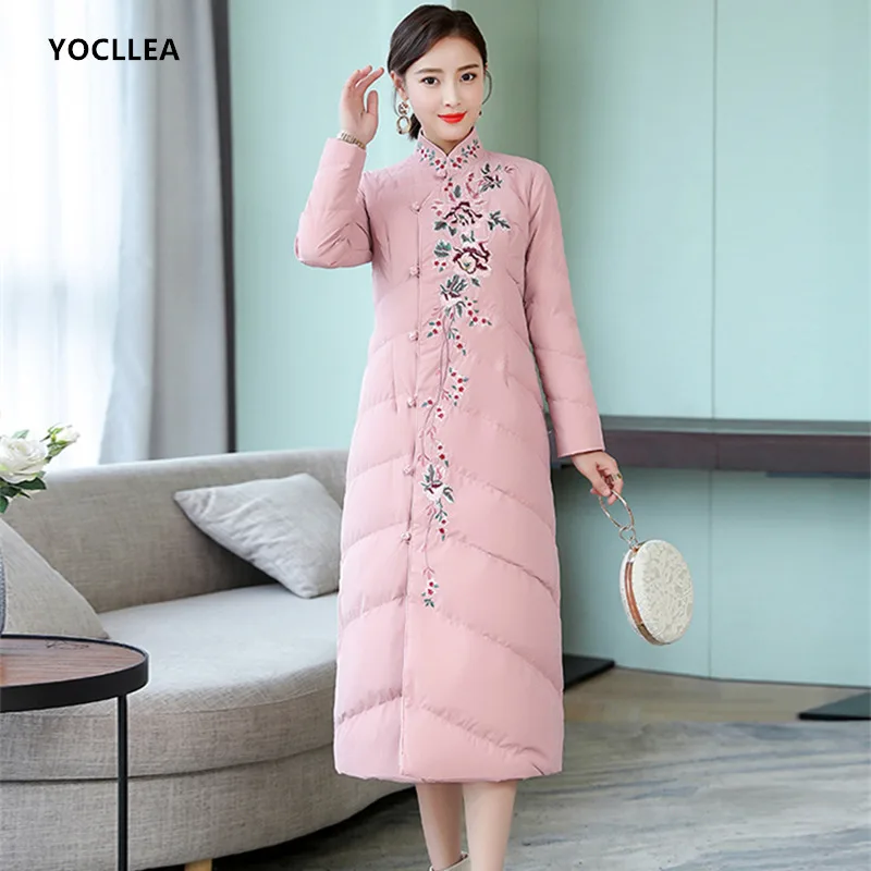 Long Parkas Women 2018 Winter Warm Chinese style vintage Button Long sleeve Embroidery Qipao Parkas Coats OL fashion Outerwear
Long Parkas Women 2018 Winter Warm Chinese style vintage Button Long sleeve Embroidery Qipao Parkas Coats OL fashion Outerwear