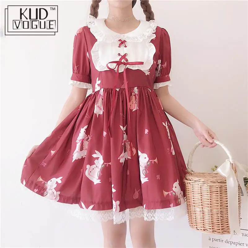 Платье в стиле Лолиты с милым кроликом японском Kawaii принцессы для девочек