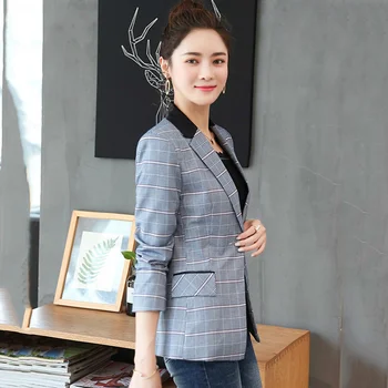 Womens Blazer Casual Long Autumn and Winter Fashion Ladies A Small Buckle Suit Korean Plaid Suit Fashion Joker Coat
Womens Blazer Casual Long Autumn and Winter Fashion Ladies A Small Buckle Suit Korean Plaid Suit Fashion Joker Coat