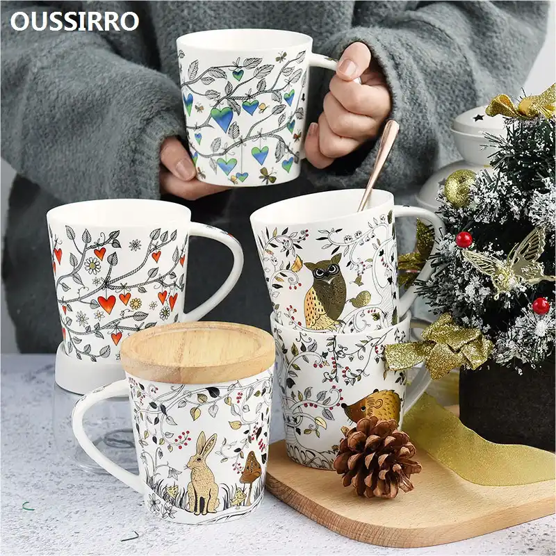 christmas novelty creative ceramic coffee/milk mugs with lid