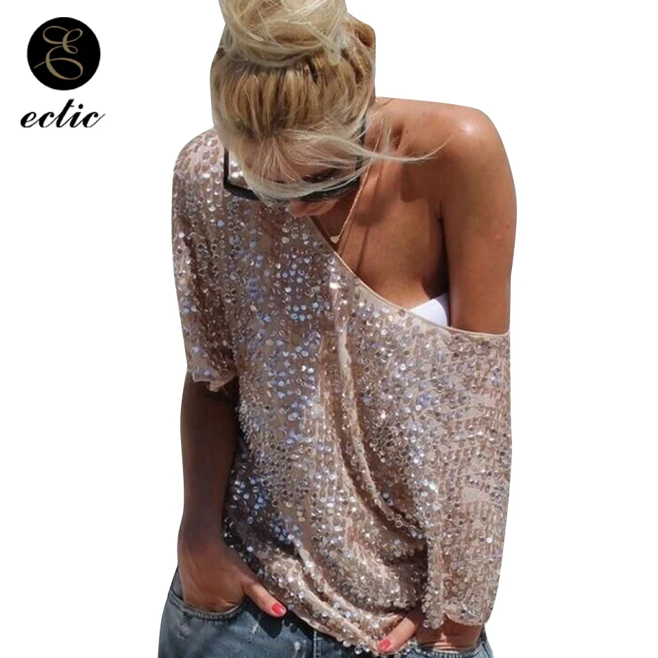 Gold Sequin Top One Shoulder T Shirt With Sequins Vetement Femme 2019 Casual Women T-Shirts Cute Women Fashion Loose Tshirt
Gold Sequin Top One Shoulder T Shirt With Sequins Vetement Femme 2019 Casual Women T-Shirts Cute Women Fashion Loose Tshirt