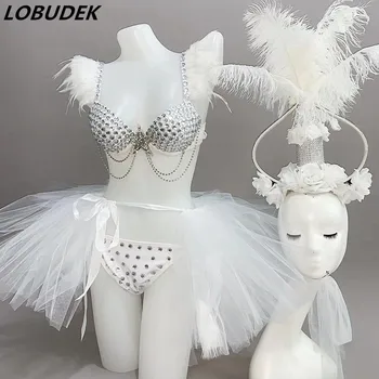 Crystals Feathers Bikini Headgear Set DJ Singer Dance Costume Models Catwalk Stage Wear Bar Club Party Show Performance Outfit
Crystals Feathers Bikini Headgear Set DJ Singer Dance Costume Models Catwalk Stage Wear Bar Club Party Show Performance Outfit