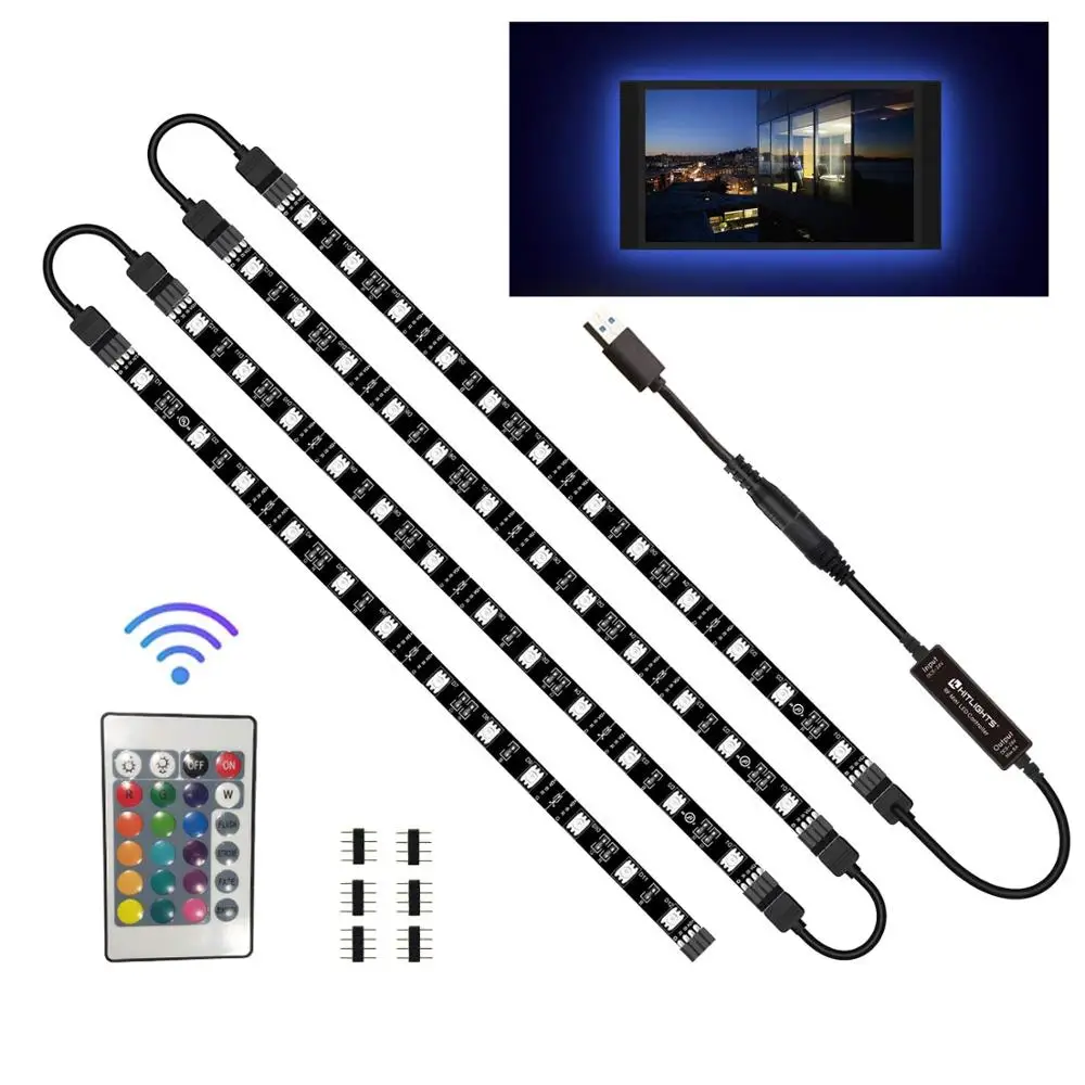 USB LED Strip RGB with RF Remote Controller IP22 Flexible LED Tape Strip Light 5050 SMD TV Background Wall Edge Lightgting
USB LED Strip RGB with RF Remote Controller IP22 Flexible LED Tape Strip Light 5050 SMD TV Background Wall Edge Lightgting