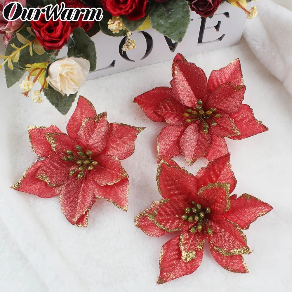OurWarm 10pcs High Quality 14cm Silk Artificial Christmas Flowers Heads Gold Side Xmas Tree Wedding Decoration Ornaments
OurWarm 10pcs High Quality 14cm Silk Artificial Christmas Flowers Heads Gold Side Xmas Tree Wedding Decoration Ornaments