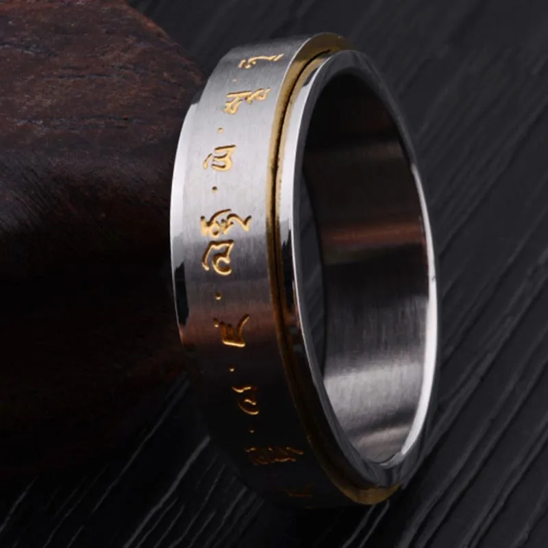 Fashion Men Buddha Rotation Spinning Mantra Letter Ring Titanium Steel Fine Jewelry Gift HSJ88
Fashion Men Buddha Rotation Spinning Mantra Letter Ring Titanium Steel Fine Jewelry Gift HSJ88