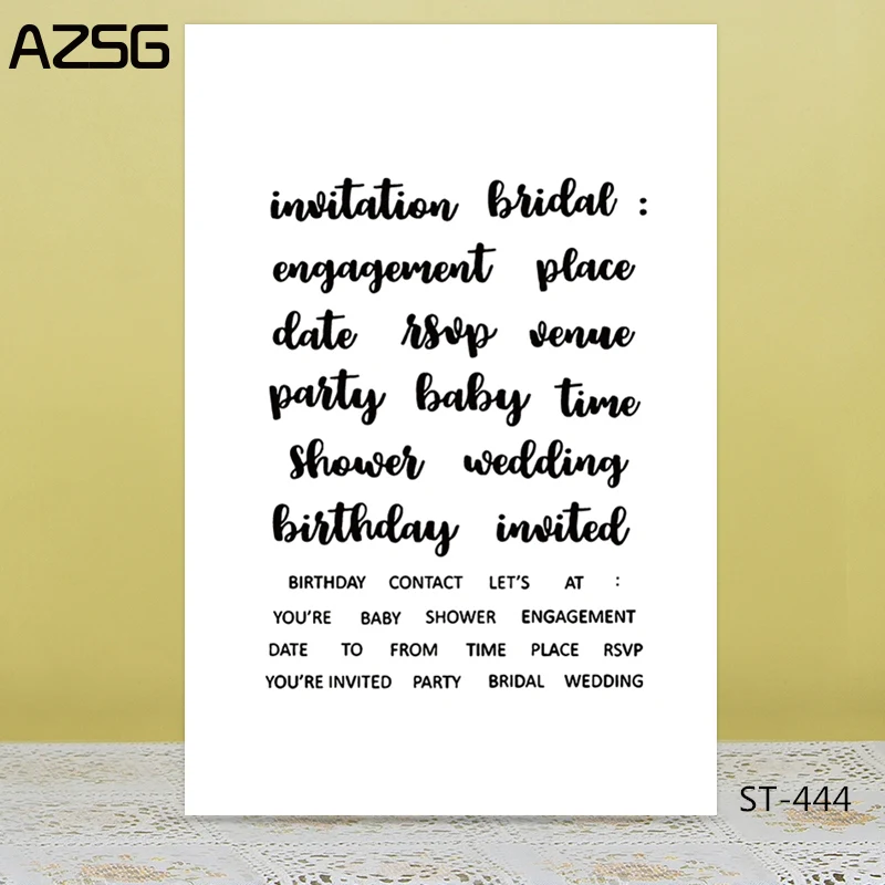 AZSG Birthday Wedding Invitation Clear Stamps/Seals For DIY Scrapbooking/Card Making/Album Decorative Silicone Stamp Crafts
AZSG Birthday Wedding Invitation Clear Stamps/Seals For DIY Scrapbooking/Card Making/Album Decorative Silicone Stamp Crafts