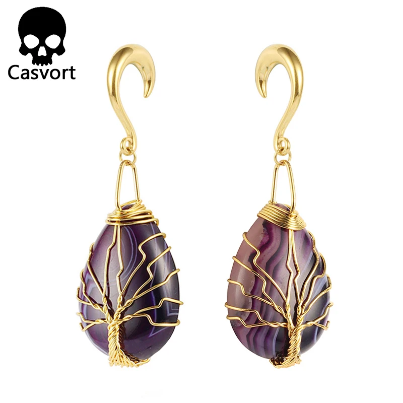 Casvort new arrival irregular natural stone ear plugs dangle ear tunnel stainless steel gold ear weight hook body piercing
Casvort new arrival irregular natural stone ear plugs dangle ear tunnel stainless steel gold ear weight hook body piercing