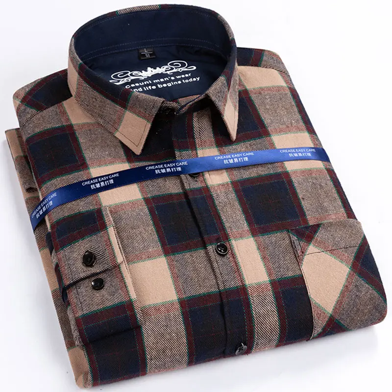 Pure Cotton High Quality Men's Flannel Plaid Shirts Fashion New Design Checked Slim Fit Luxury Thick Men Brushed Casual Shirt
Pure Cotton High Quality Men's Flannel Plaid Shirts Fashion New Design Checked Slim Fit Luxury Thick Men Brushed Casual Shirt