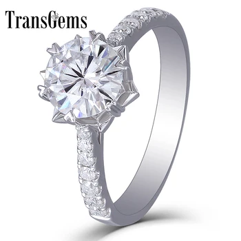 Transgems 14k 585 White Gold 1CT Carat Diameter 6.5mm F Color Moissanite Engagement Ring For Women Flower Shaped with Accent
Transgems 14k 585 White Gold 1CT Carat Diameter 6.5mm F Color Moissanite Engagement Ring For Women Flower Shaped with Accent