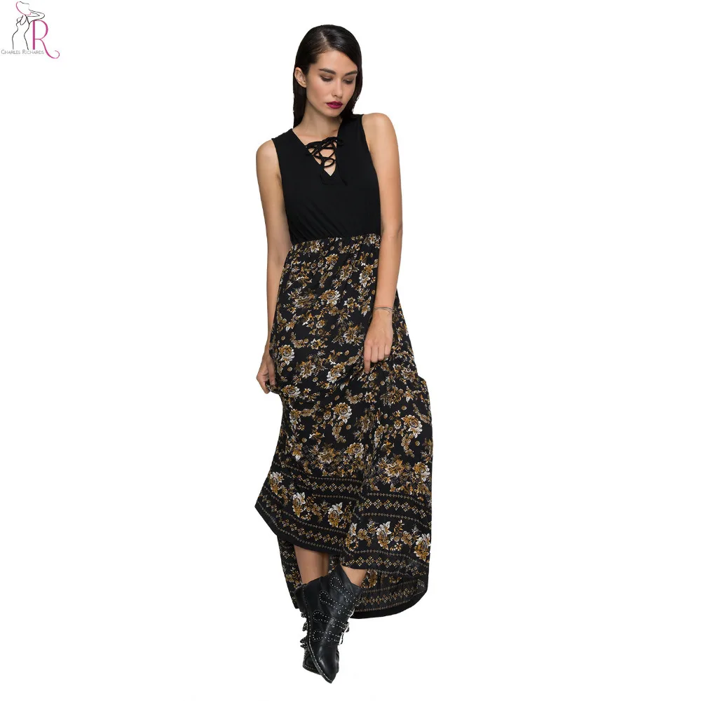 Black Floral Lace Up Maxi Skater Dress Sleeveless A Line Slim Casual Streetwear Party 2017 Women Summer
Black Floral Lace Up Maxi Skater Dress Sleeveless A Line Slim Casual Streetwear Party 2017 Women Summer