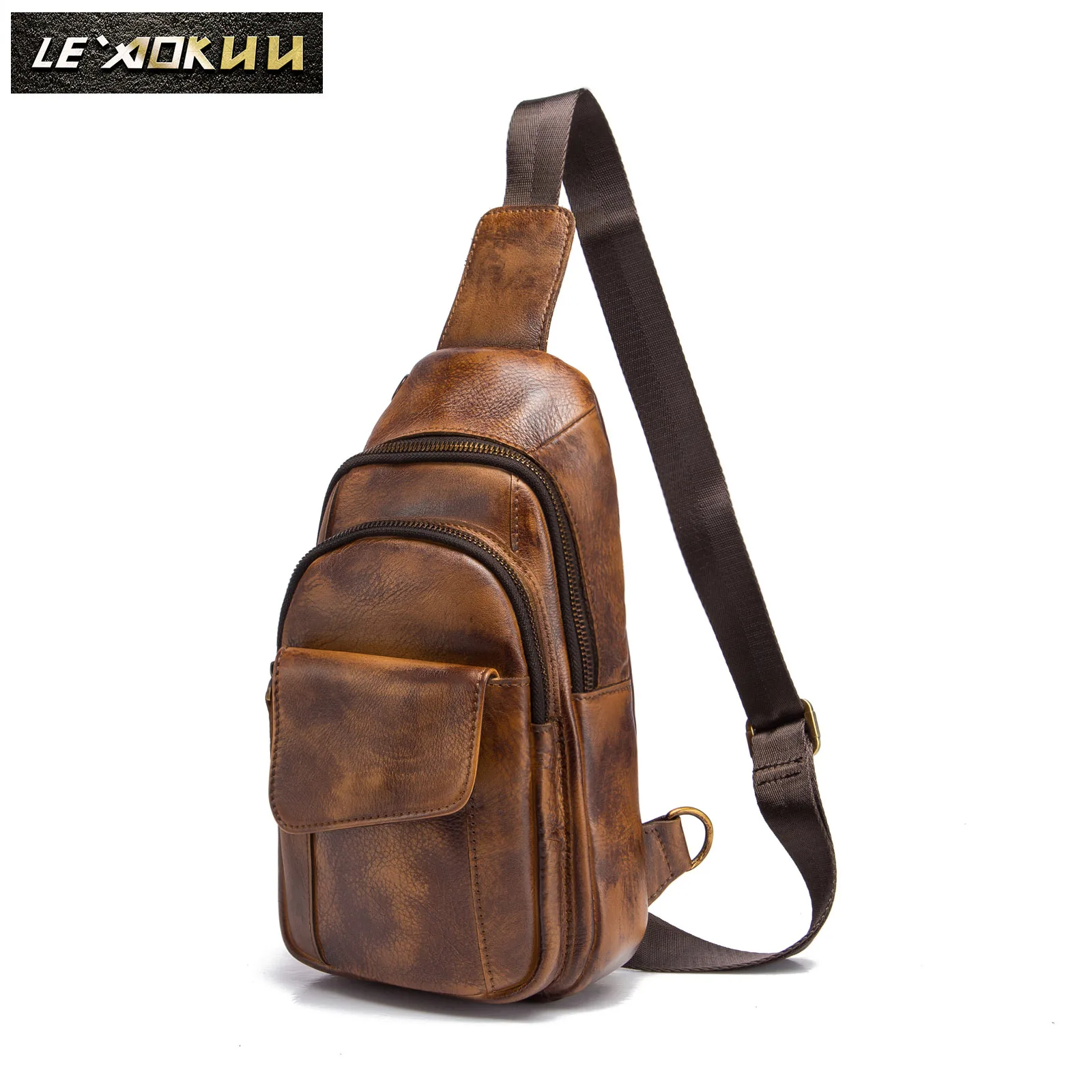 Men Original Crazy horse Leather Casual Fashion Crossbody Chest Sling Bag Design Travel One Shoulder Bag Daypack Male 8013lb
Men Original Crazy horse Leather Casual Fashion Crossbody Chest Sling Bag Design Travel One Shoulder Bag Daypack Male 8013lb
