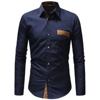JCCHENFS 2018 Casual Long Sleeve Shirt Men Fashion Pocket Slim Fit Shirt Men's Social Business Dress Shirt Brand Shirts Men image