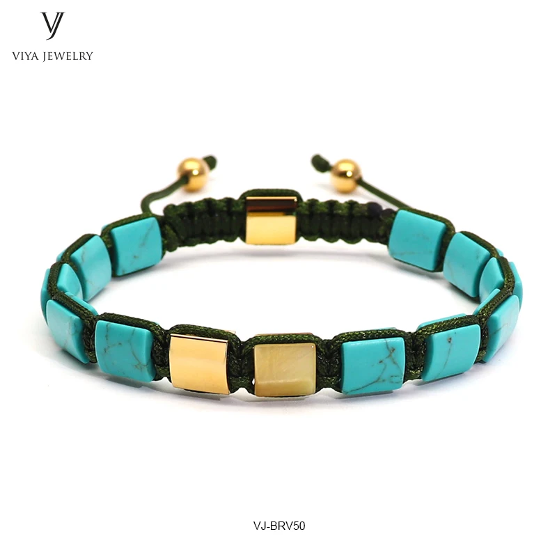 new square beads braided bracelet mens bracelet (15)