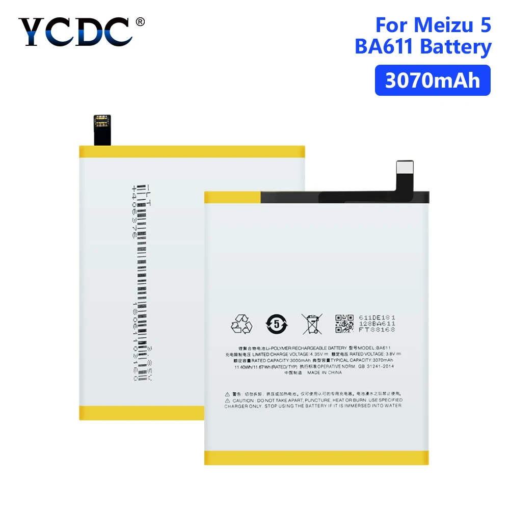 Real capacity 3070mAh BA611 Battery Replacement For Meizu M5 M611A M611D M611Y Meilan 5 Lithium Polymer Mobile Phone Batteries
Real capacity 3070mAh BA611 Battery Replacement For Meizu M5 M611A M611D M611Y Meilan 5 Lithium Polymer Mobile Phone Batteries