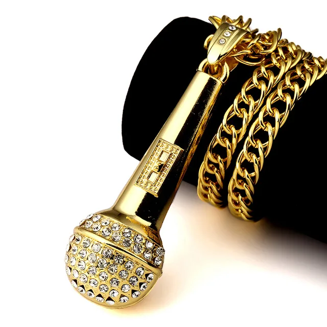 Golden Music Stereoscopic Microphone necklaces Men Women Voice of American Chains bling Jewelry Gifts Crystal pendants
Golden Music Stereoscopic Microphone necklaces Men Women Voice of American Chains bling Jewelry Gifts Crystal pendants