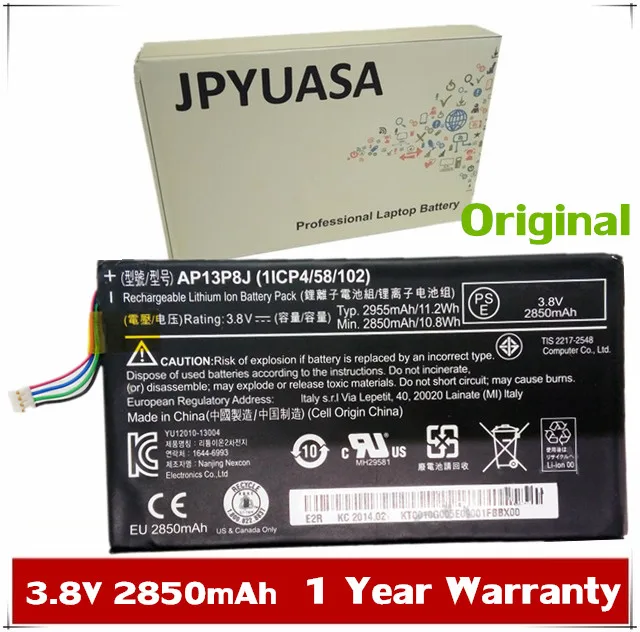 

7XINbox 3.8V 2850mAh Original AP13P8J Laptop Battery For Acer Iconia Tab B1-720 B1-721 Series KT.0010G.005 1ICP4/58/102