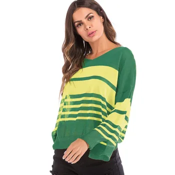 2019 Autumn Winter Sweater Women Striped Spell Color Pullover Jumper Long Sleeve O-Neck Knitted Tops Outwear Femme Sweater
2019 Autumn Winter Sweater Women Striped Spell Color Pullover Jumper Long Sleeve O-Neck Knitted Tops Outwear Femme Sweater