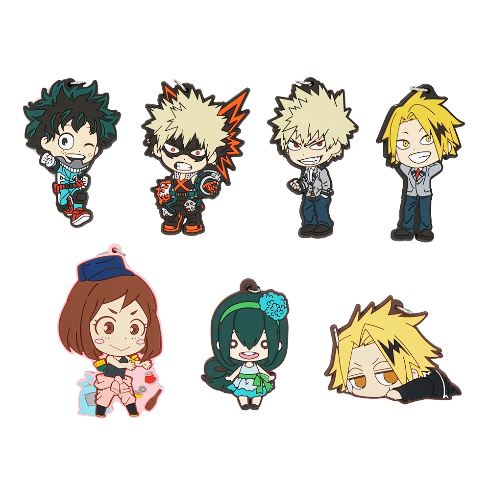 Резиновый брелок для ключей моя геройская Академия аниме Izuku Midoriya Katsuki Bakugo очако