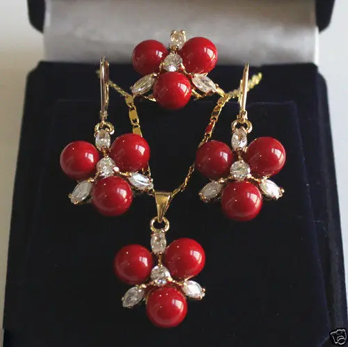 New 8mm Coral Red South Sea Shell Pearl GP Crystal Earrings Pendant Ring A Set 5.23 5.23
New 8mm Coral Red South Sea Shell Pearl GP Crystal Earrings Pendant Ring A Set 5.23 5.23