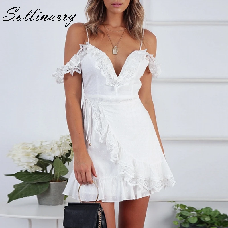 Sollinarry Women Lace Dress Summer White Ruffles Polka Dot Sexy Party Dresses Spaghetti Strap Casual V Neck Boho Dress Vestidos
Sollinarry Women Lace Dress Summer White Ruffles Polka Dot Sexy Party Dresses Spaghetti Strap Casual V Neck Boho Dress Vestidos
