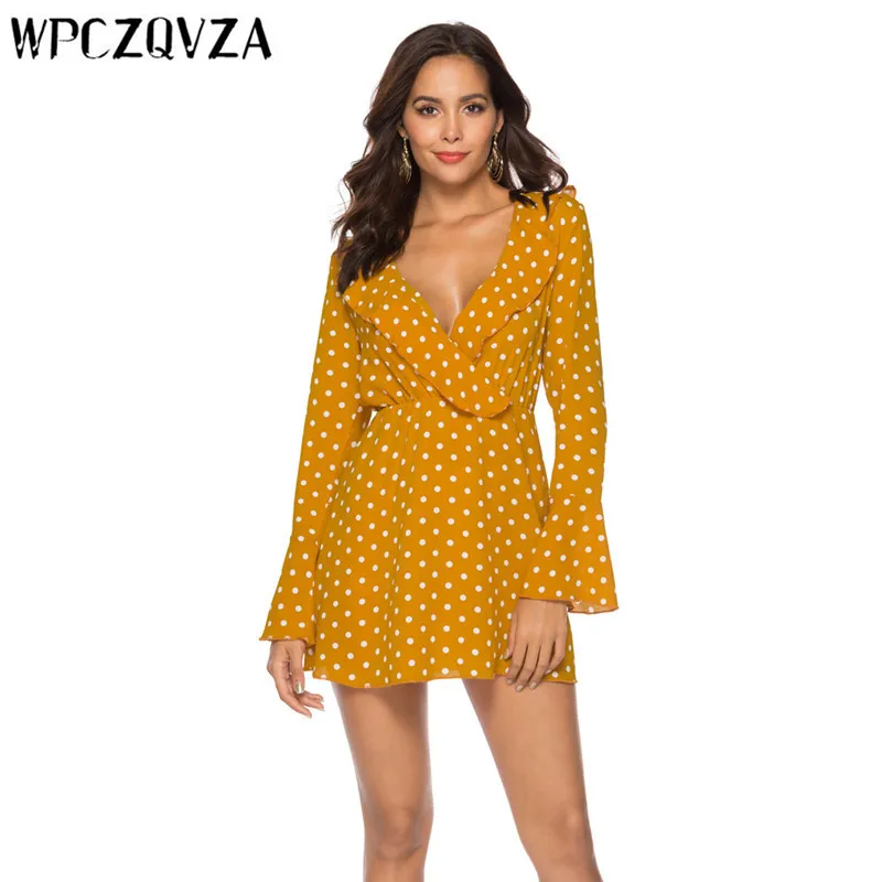 WPCZQVZA 2019 Sexy Fashion Women Dress Spring Long Sleeve Dot Chiffon Slim Woman Simple Comfortable V-neck Dresses vestidos
WPCZQVZA 2019 Sexy Fashion Women Dress Spring Long Sleeve Dot Chiffon Slim Woman Simple Comfortable V-neck Dresses vestidos