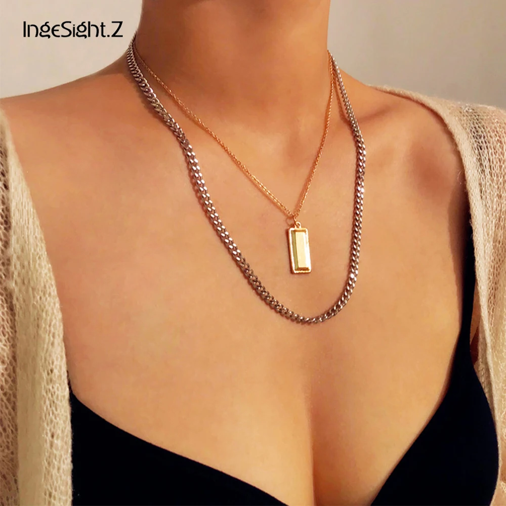 Ingesight.Z Punk Hip Hop Cube Bar Multilayer Pendant Choker Necklace Fashion Golden Star Men Dance Charm Chain Necklace Jewelry
Ingesight.Z Punk Hip Hop Cube Bar Multilayer Pendant Choker Necklace Fashion Golden Star Men Dance Charm Chain Necklace Jewelry