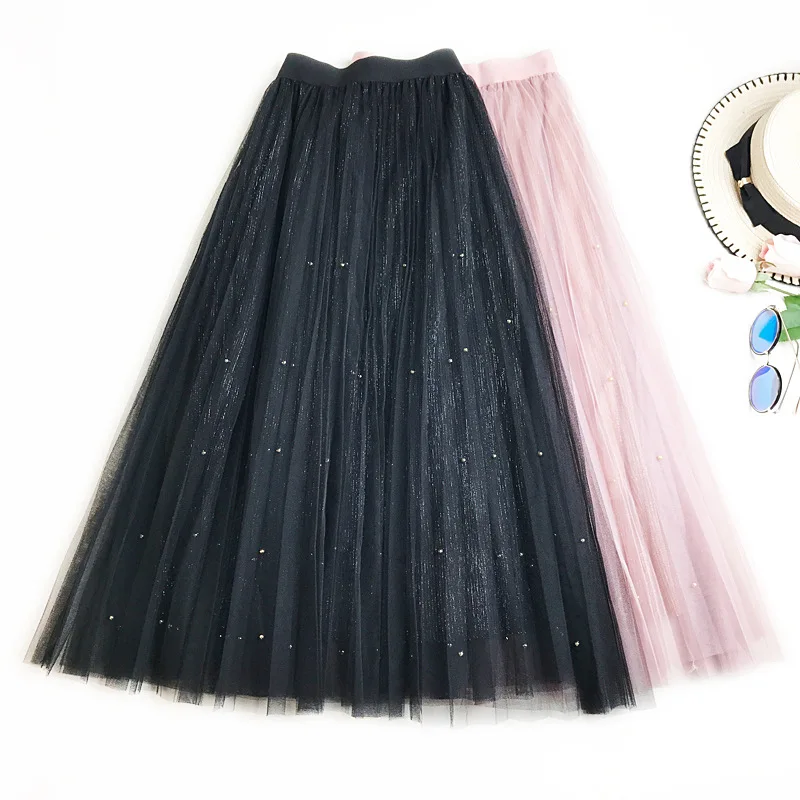 Wasteheart Pink Women Skirts Fashion Women's High Waist Ball Gown Beading Ankle Length Skirt Mesh All-match Clothing Pleated
Wasteheart Pink Women Skirts Fashion Women's High Waist Ball Gown Beading Ankle Length Skirt Mesh All-match Clothing Pleated