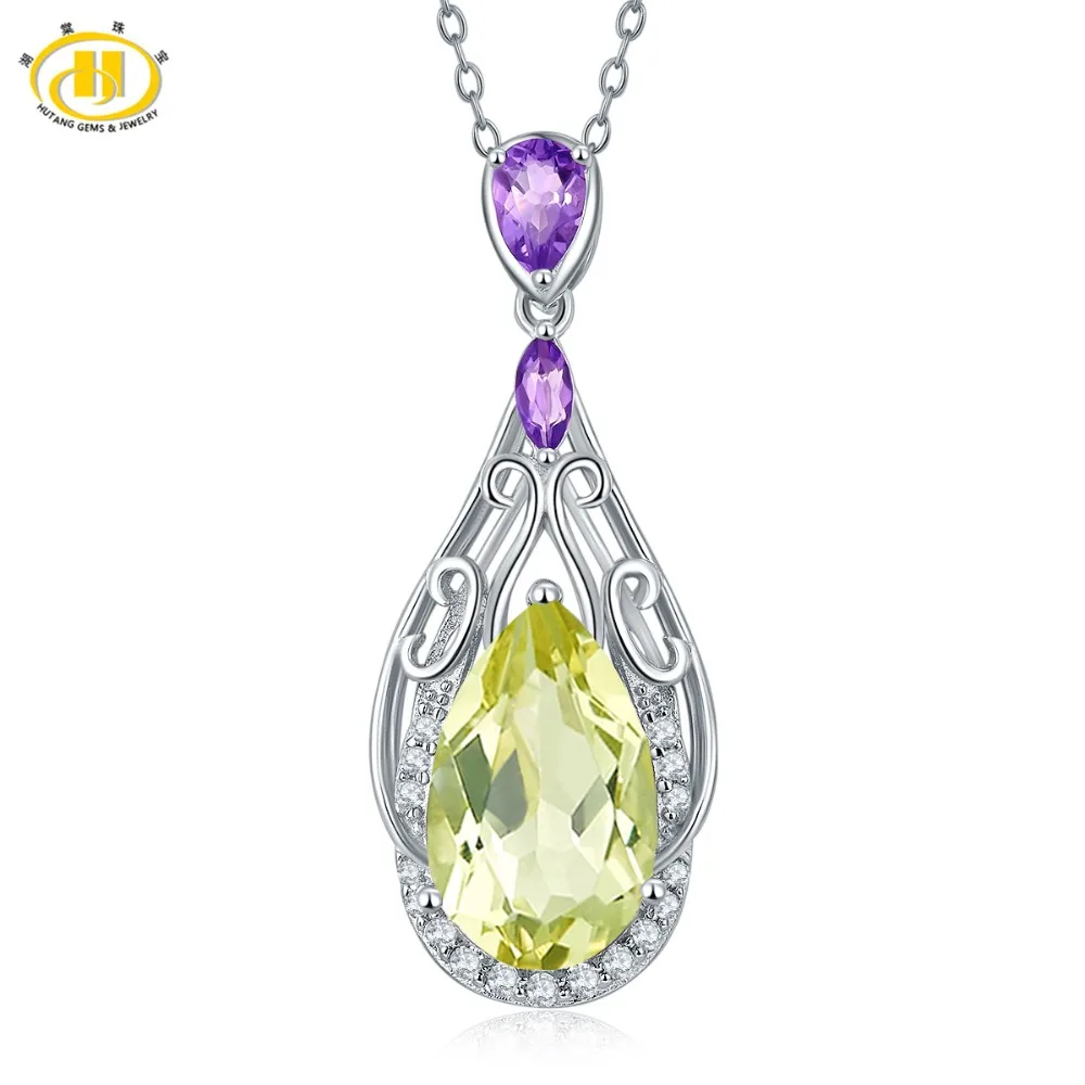 Hutang Women's Filigree Pendant 6.53ct Natural Lemon Quartz Amethyst Solid 925 Sterling Silver Chain Fine Elegant Jewelry Gift
Hutang Women's Filigree Pendant 6.53ct Natural Lemon Quartz Amethyst Solid 925 Sterling Silver Chain Fine Elegant Jewelry Gift