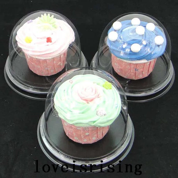 100//200 mignon en plastique transparent simple Cupcake Cake cas Muffin Pod Dôme Holder Box