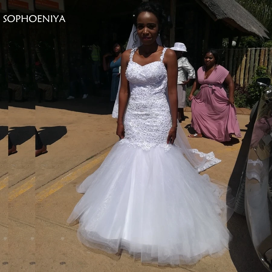 New Arrival White Mermaid wedding dresses 2019 Spaghetti Straps wedding gown Pearls Beaded trouwjurk bride dress Robe de mariee
New Arrival White Mermaid wedding dresses 2019 Spaghetti Straps wedding gown Pearls Beaded trouwjurk bride dress Robe de mariee