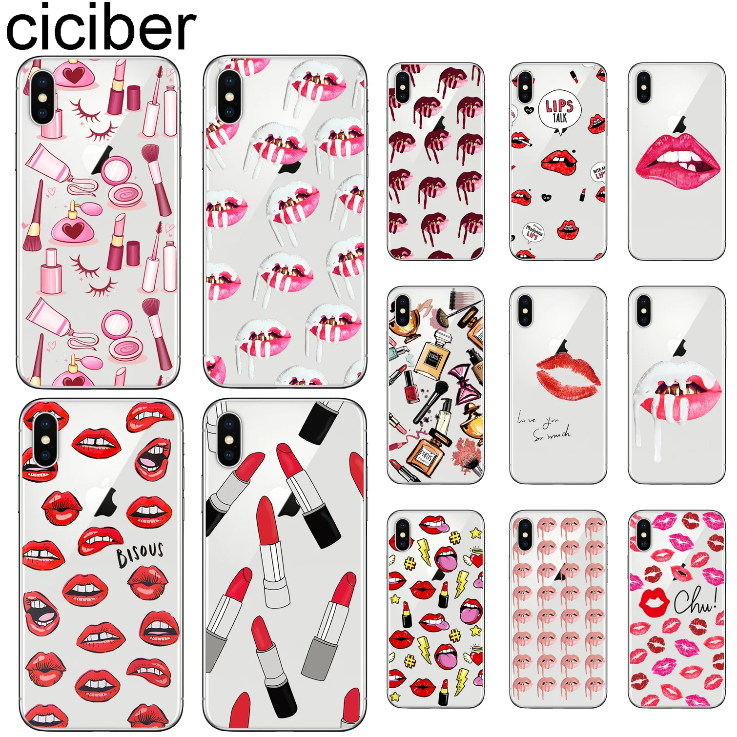 ciciber For Iphone 7 8 6 6S Plus 5S SE X XR XS MAX Cover Soft silicone TPU Clear Phone Cases Lipstick Make Up Sexy Fundas Coque
ciciber For Iphone 7 8 6 6S Plus 5S SE X XR XS MAX Cover Soft silicone TPU Clear Phone Cases Lipstick Make Up Sexy Fundas Coque