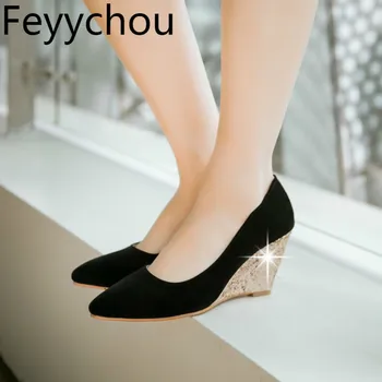 Women Pumps High Heels Pointed Toe Slip on Flock Wadges Spring Autumn 2019 Sexy New Fashion Casual Party Sweet Big Size 34-43
Women Pumps High Heels Pointed Toe Slip on Flock Wadges Spring Autumn 2019 Sexy New Fashion Casual Party Sweet Big Size 34-43