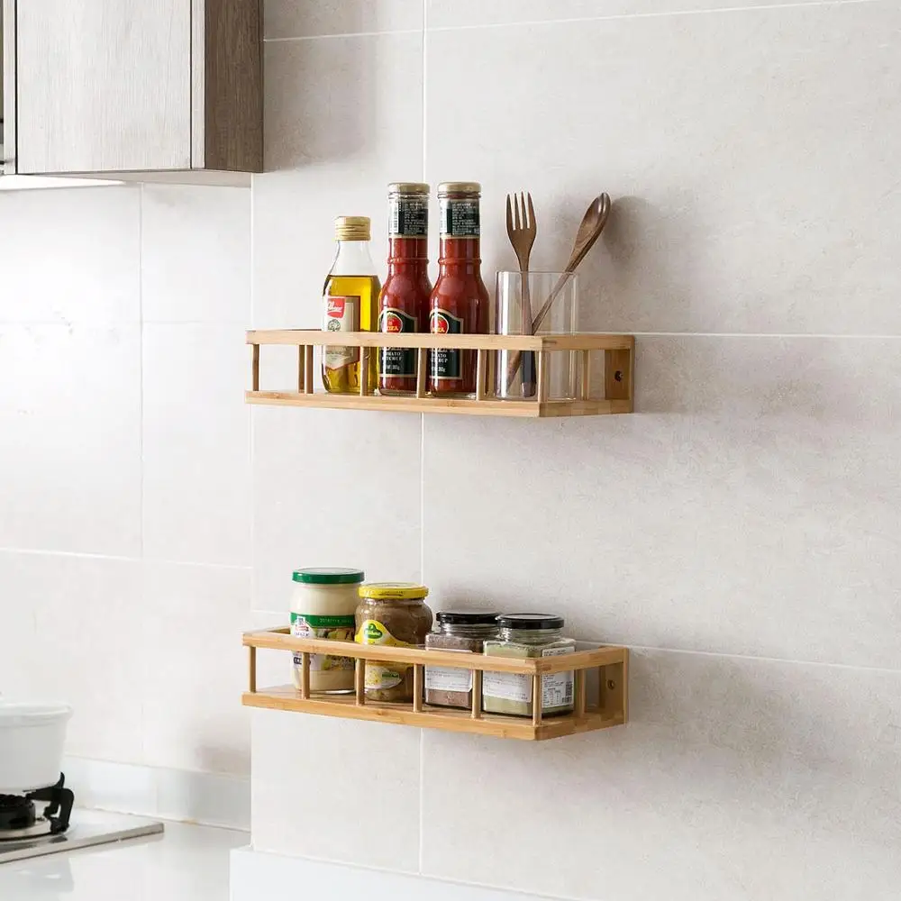 Bamboo Kitchen Wall Storage Shelf Punch Free Wall Hanging Spice Seasoning Rack Wooden Decorative Sundries Organizer Shelves
Bamboo Kitchen Wall Storage Shelf Punch Free Wall Hanging Spice Seasoning Rack Wooden Decorative Sundries Organizer Shelves