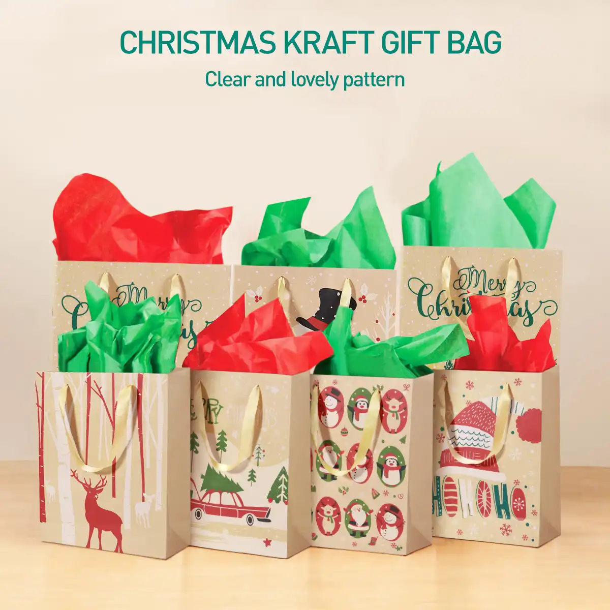24pcs kraft paper bags with handle party gift bag christmas