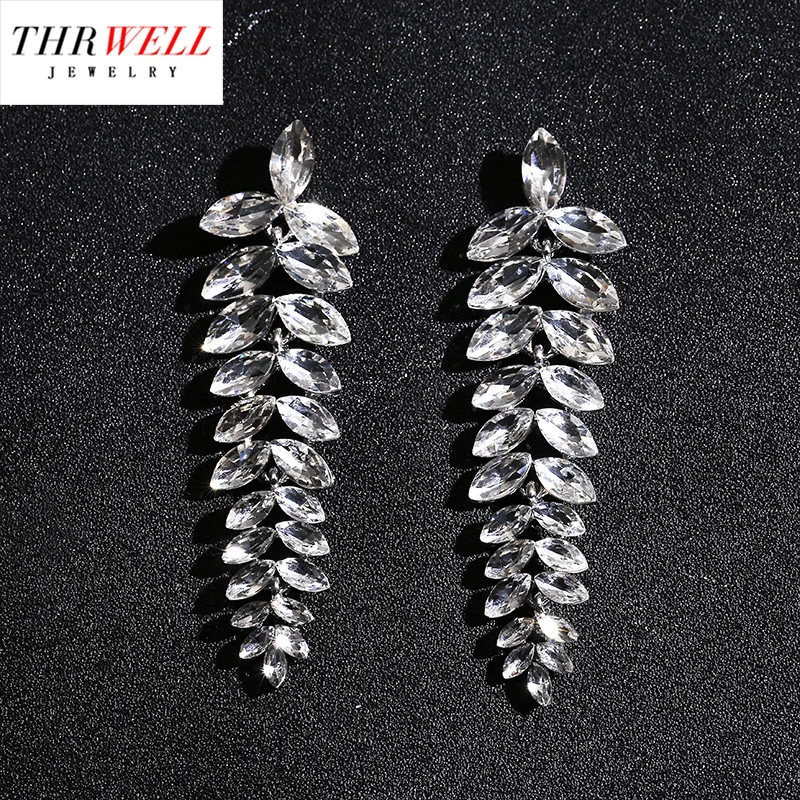 THRWELL Fashion Design Crystal Statement Earrings Leaves Long Dangle Earrings Best Gift For Women Cute Luxury Wedding Accessory
THRWELL Fashion Design Crystal Statement Earrings Leaves Long Dangle Earrings Best Gift For Women Cute Luxury Wedding Accessory