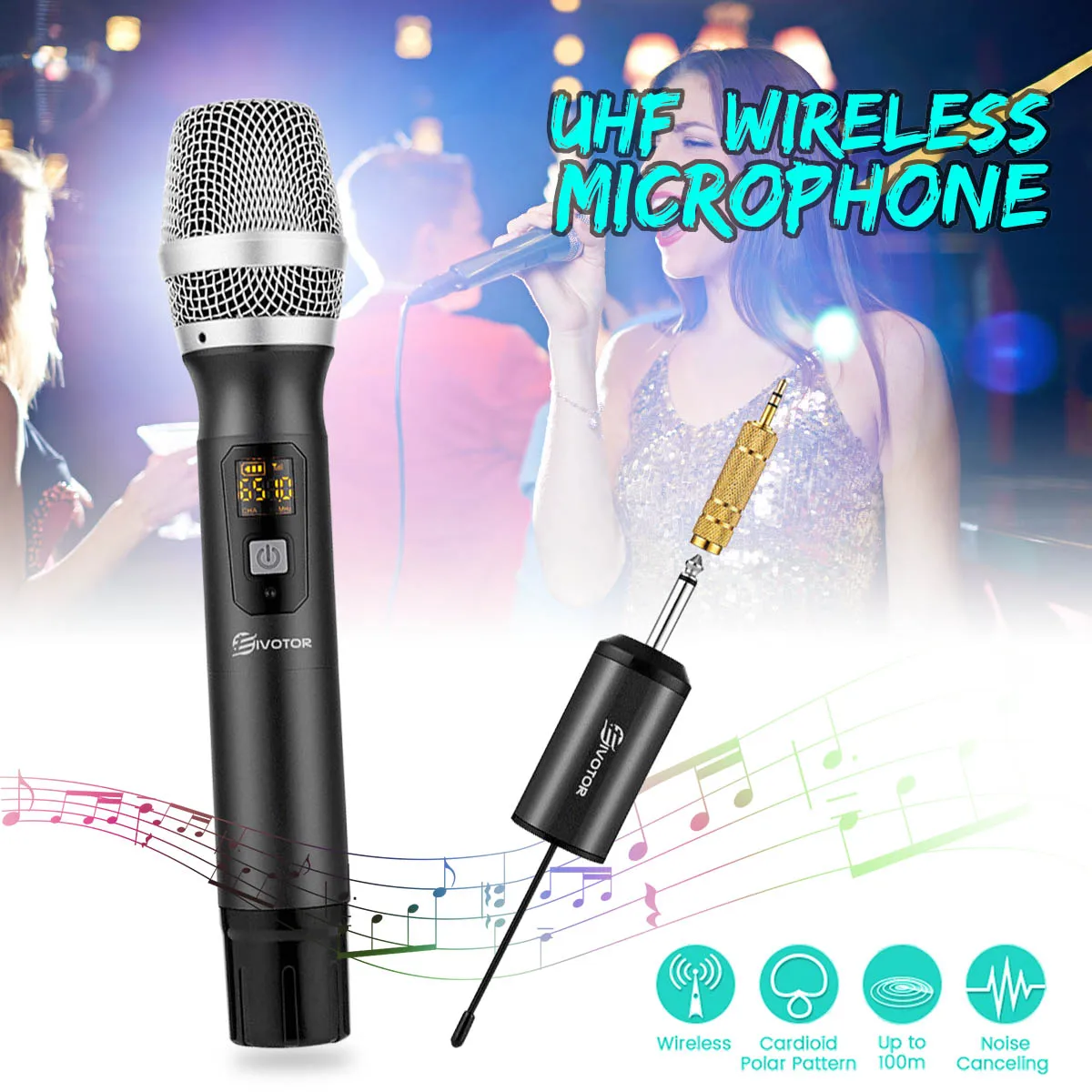 UHF 25 Channels Auto Sync Wireless Dynamic Cardioid Polar Pattern Microphone System with Receiver
UHF 25 Channels Auto Sync Wireless Dynamic Cardioid Polar Pattern Microphone System with Receiver
