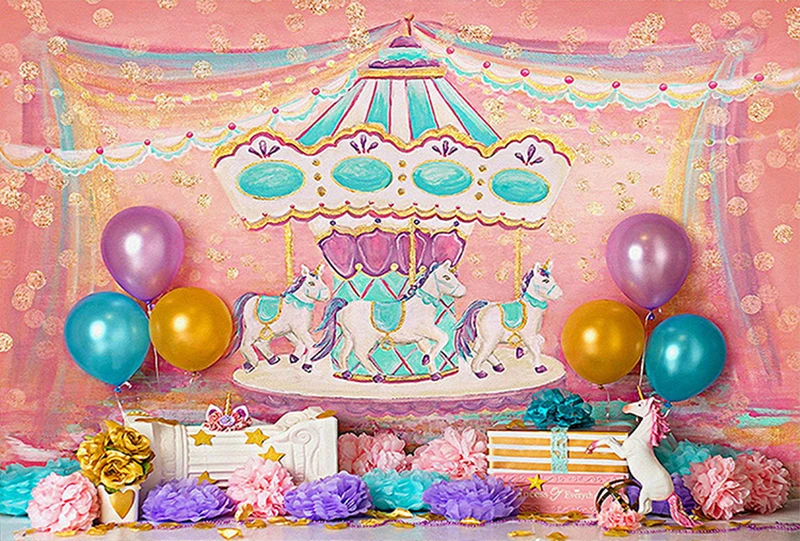 Vinyl Photography Background Pink Carousel Ribbon Spots Unicorn Balloon Newborn Birthday Party Photo Backdrop Baby Shower W-514
Vinyl Photography Background Pink Carousel Ribbon Spots Unicorn Balloon Newborn Birthday Party Photo Backdrop Baby Shower W-514
