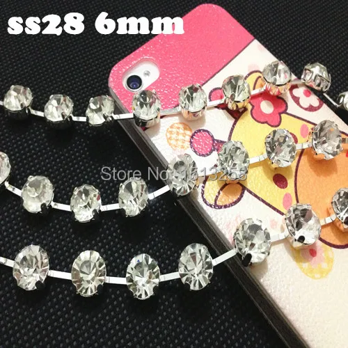10yards 6mm SS28 Round Cup chain Crystal Clear Color 888 top shiny Dress crystal rhinestone cup chain,Sparse claw
10yards 6mm SS28 Round Cup chain Crystal Clear Color 888 top shiny Dress crystal rhinestone cup chain,Sparse claw