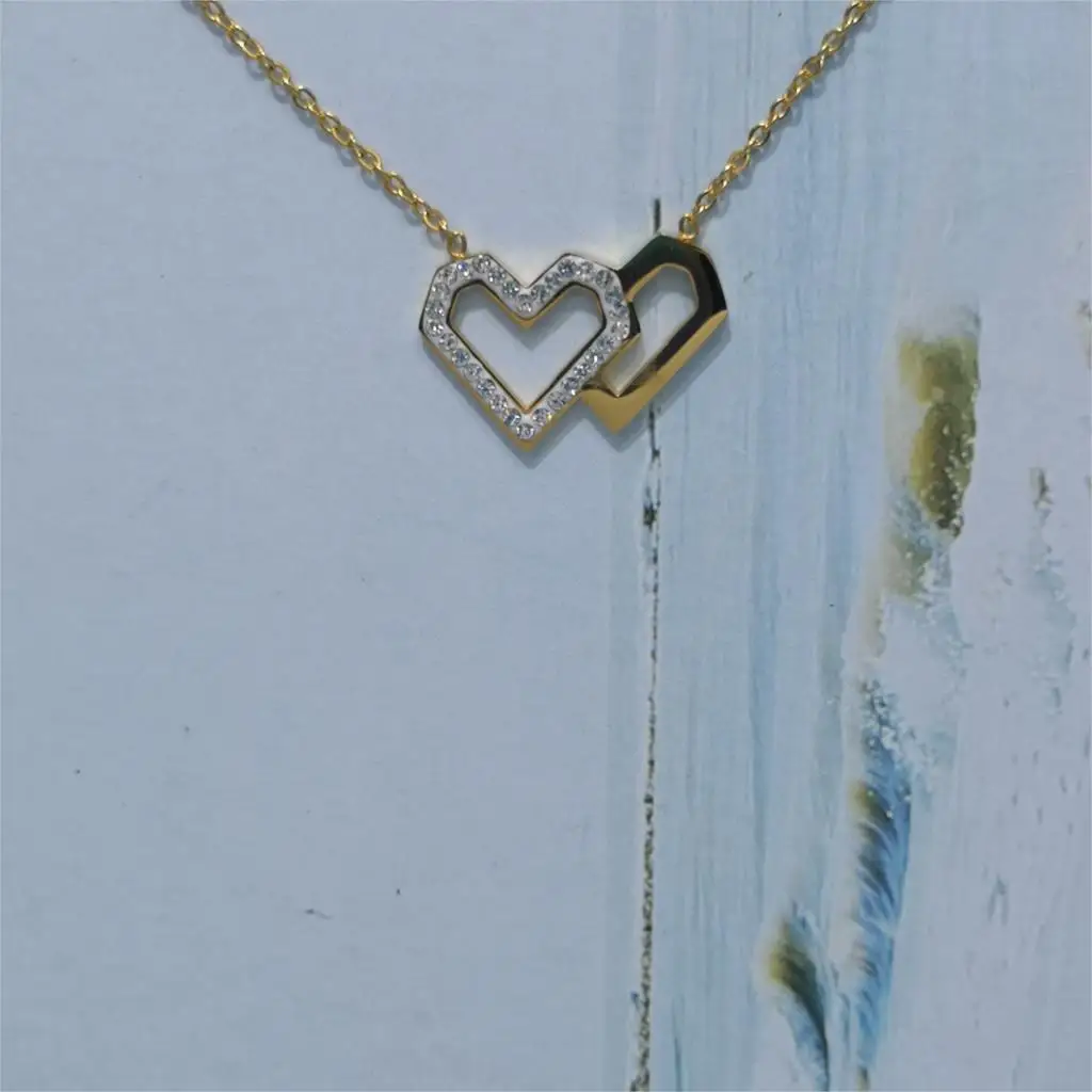 DIANA ECO-Certification Good Stainless Steel Necklace Gold/Silver 45cm Curb Chains DOUBLE HEARTS 20mm Pendant Girls FASHION LADY
DIANA ECO-Certification Good Stainless Steel Necklace Gold/Silver 45cm Curb Chains DOUBLE HEARTS 20mm Pendant Girls FASHION LADY