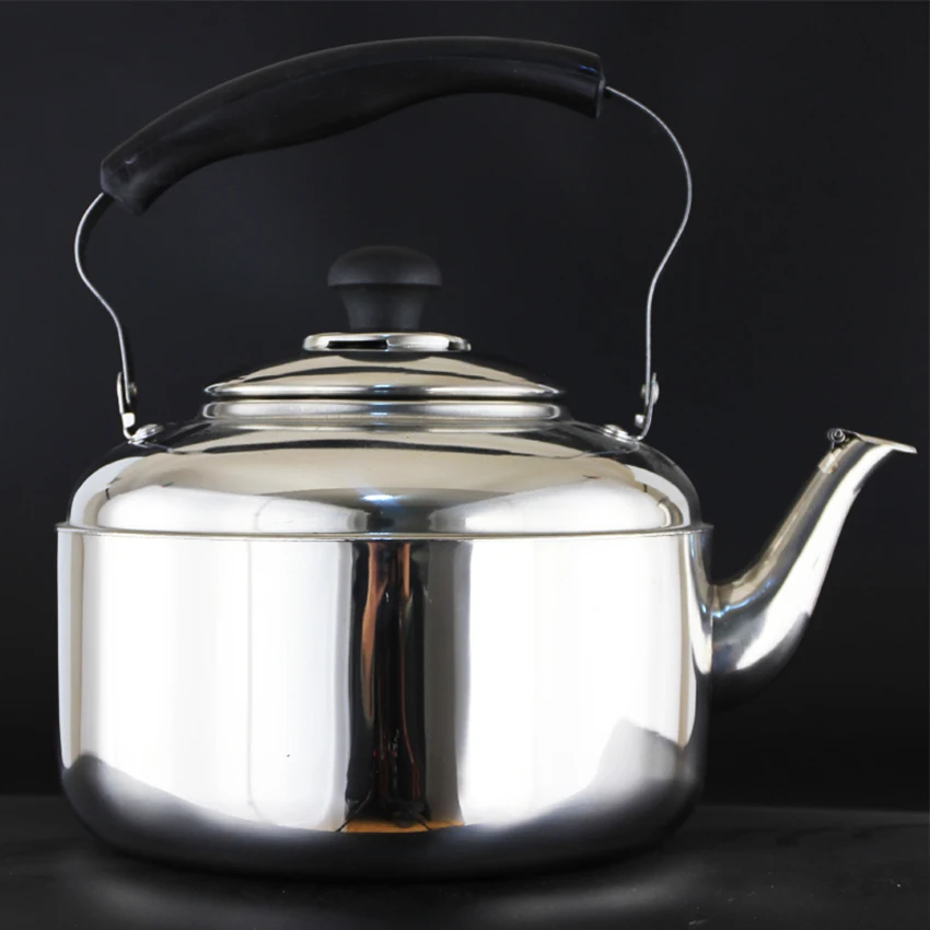 Silver Tea Kettle with Whistle Sound 4L Fenteer 4L/5L/6L Stainless Steel Whistling Kettle Kitchen/Home Camping Gas Hob Silver